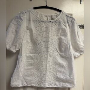 Gap Puff Sleeve Eyelet Blouse